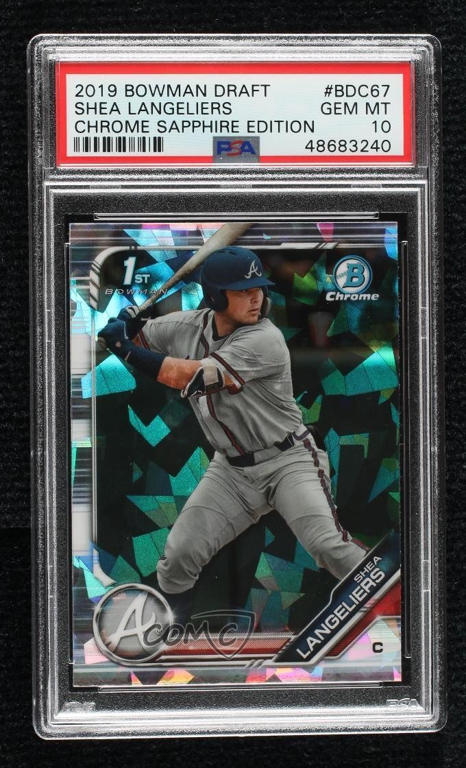 2019 Bowman Chrome Draft Sapphire Edition Shea Langeliers PSA 10 GEM MT 07ca