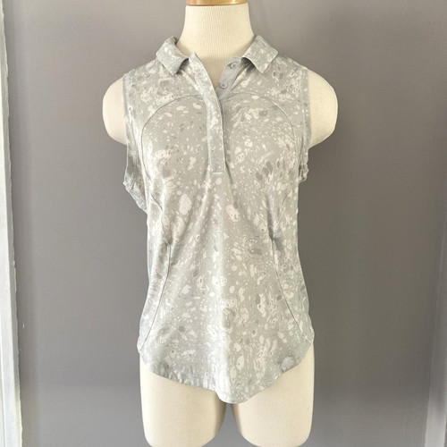 Lululemon Quick-Dry Sleeveless Polo Shirt Terrazzo Marble Silver Ice Multi XS/S