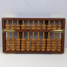 Vintage Chinese Suanpan Wooden Abacus 13 Rods Traditional Calculator Tool Brown