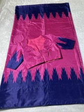Pink And Navy Indian Silk Saree With Stitched Blouse Made In Japan
