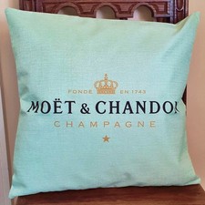 Moet Chandon Champagne Mint Green Linen cushion cover Accessories home decor