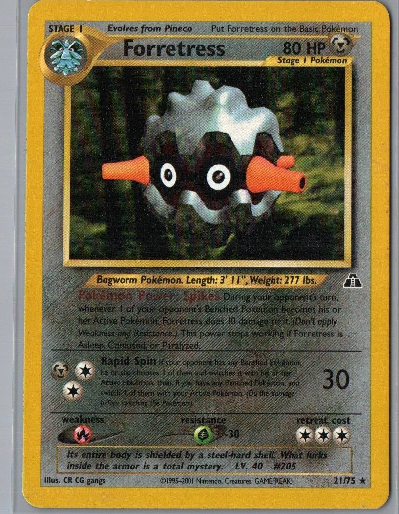 Forretress 21/75 Rare Neo Discovery Pokemon Unlimited Heavily Played