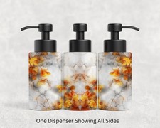 Fall Leaves Marble Look Soap Dispenser: Stainless , 18 Oz , Black Or Silver Pump