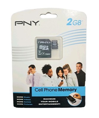 PNY Premium 2 GB SD Card Cell Phone Memory With Adapter New