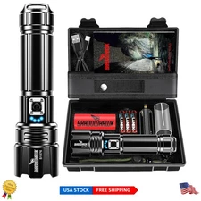 Super Bright 2000 Lumens Flashlight - Tactical, USB-C Rechargeable, Durable