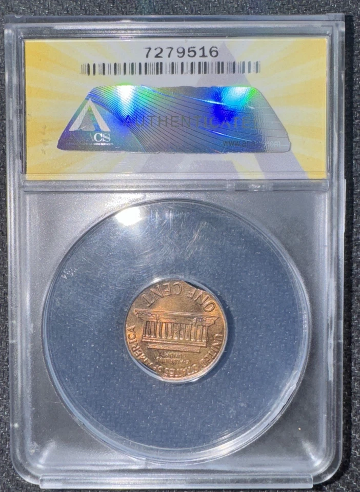 1971 S Lincoln Memorial Cent DBL Curved Clip MS 63 weight 2.91 Grams RB Rare! - Image 3 of 4