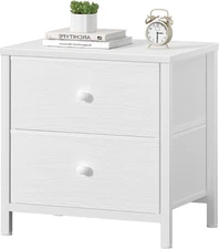 Nightstand Modern White Bedside Table with 2 Drawers End Table Bedroom Wood