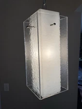 Vintage 4 Panel Textured Square  Lucite Swag Plug In Chain Lamp Light