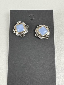 Authentic Premier Designs Atlantis Faux Moonstone Pierced Earrings SS & Gold Plated