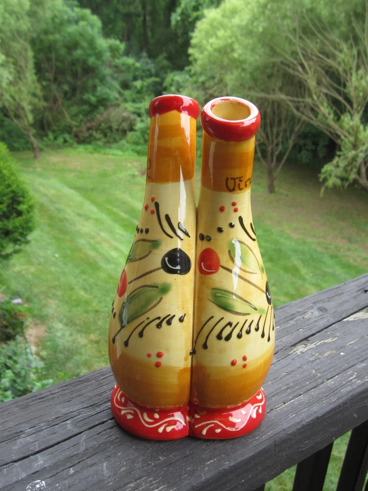 Double Cruet Öl & Essig Set. Handbemalte Keramik. Made in Andalusia Spanien