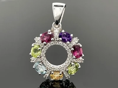 ANHÄNGER AUS 925/- SILBER RHODINIERT MIT MULTI EDELSTEINE SCHMUCKJAGD - Bild 1 von 4