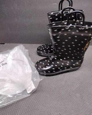 Storm Kidz Boys' Rain Boots BLACK POLKA DOTS STK8000 Rain Boot -Big Kids Size 13