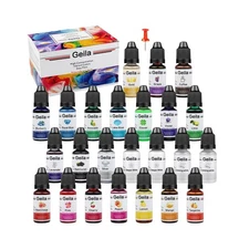 Geila Alcohol Ink Set - 24 Bottles Vibrant Colors Alcohol-Based Ink... Fast Ship