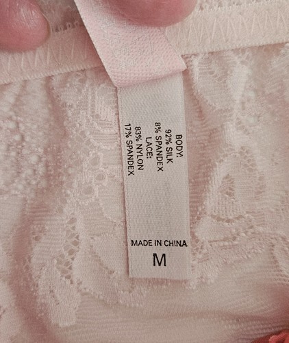 Vtg Victoria's Secret Washable Silk Polka Dot Thong Panty Medium Wide Lace Side - Picture 7 of 8