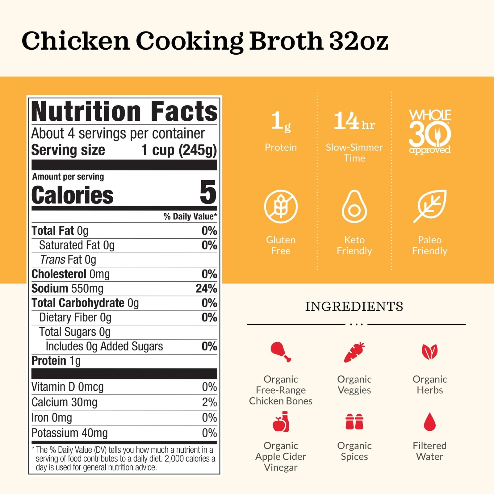 Gluten Free Organic Packaged Soup and Stew 32 Fl Oz Grocery Pack of 1