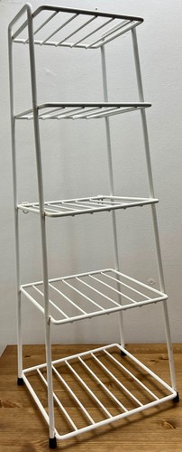Vintage Weiß Metall 5 Ebenen Pfannenregal - Retro Küche Aufbewahrung Küche oder Bad - Bild 2 von 12