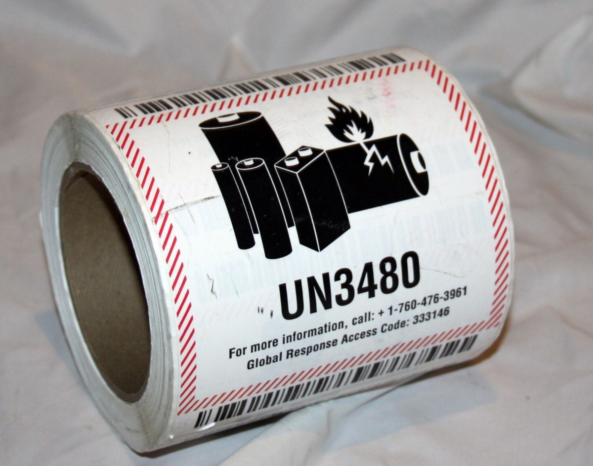 2 rolls Lithium Battery UN3480 Shipping Labels, 3.25 x 4.25 Inches