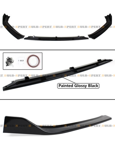 FOR 2018-2020 HONDA ACCORD JDM 3PC STYLE GLOSSY BLACK FRONT BUMPER LIP SPLITTER - 第 3/5 張圖片