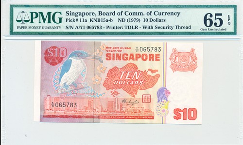 Board of Comm. of Currency Singapore $10 ND(1979) PMG 65EPQ