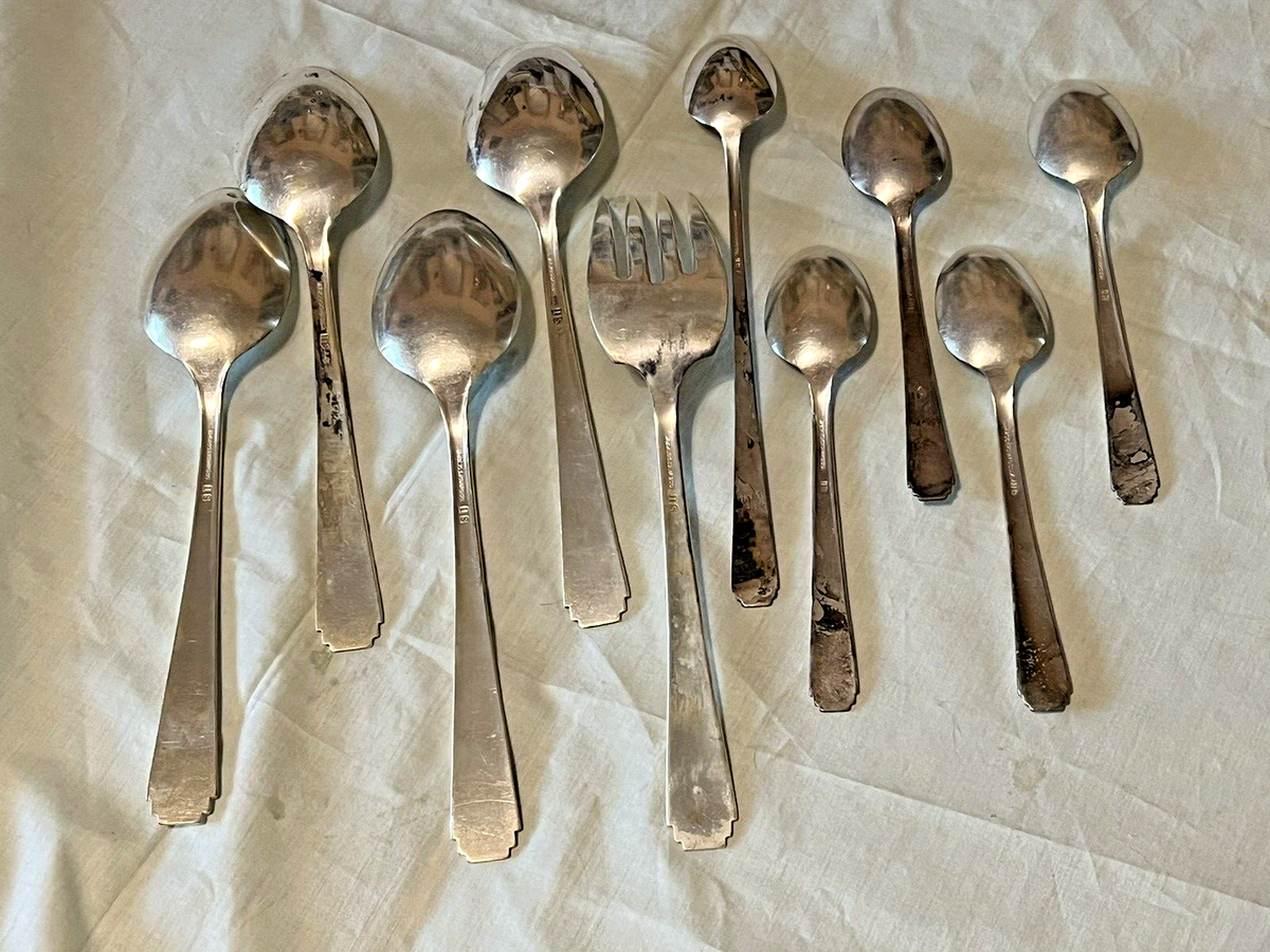 10 Terrace Silverplate Rogers IS Meat Fork & Serving Spoons
