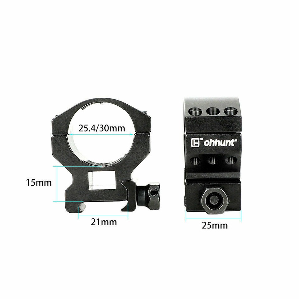 ohhunt 2pcs 25.4mm 30mm Medium Rifle Scope Rings Mount Fit 20mm ...