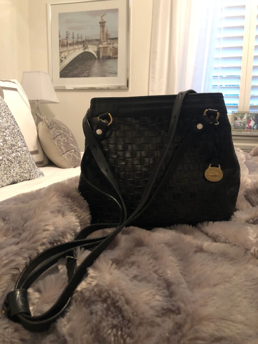 Vintage Brahmin Shoulder Purse Handbag 5722126 Black Leather Romag