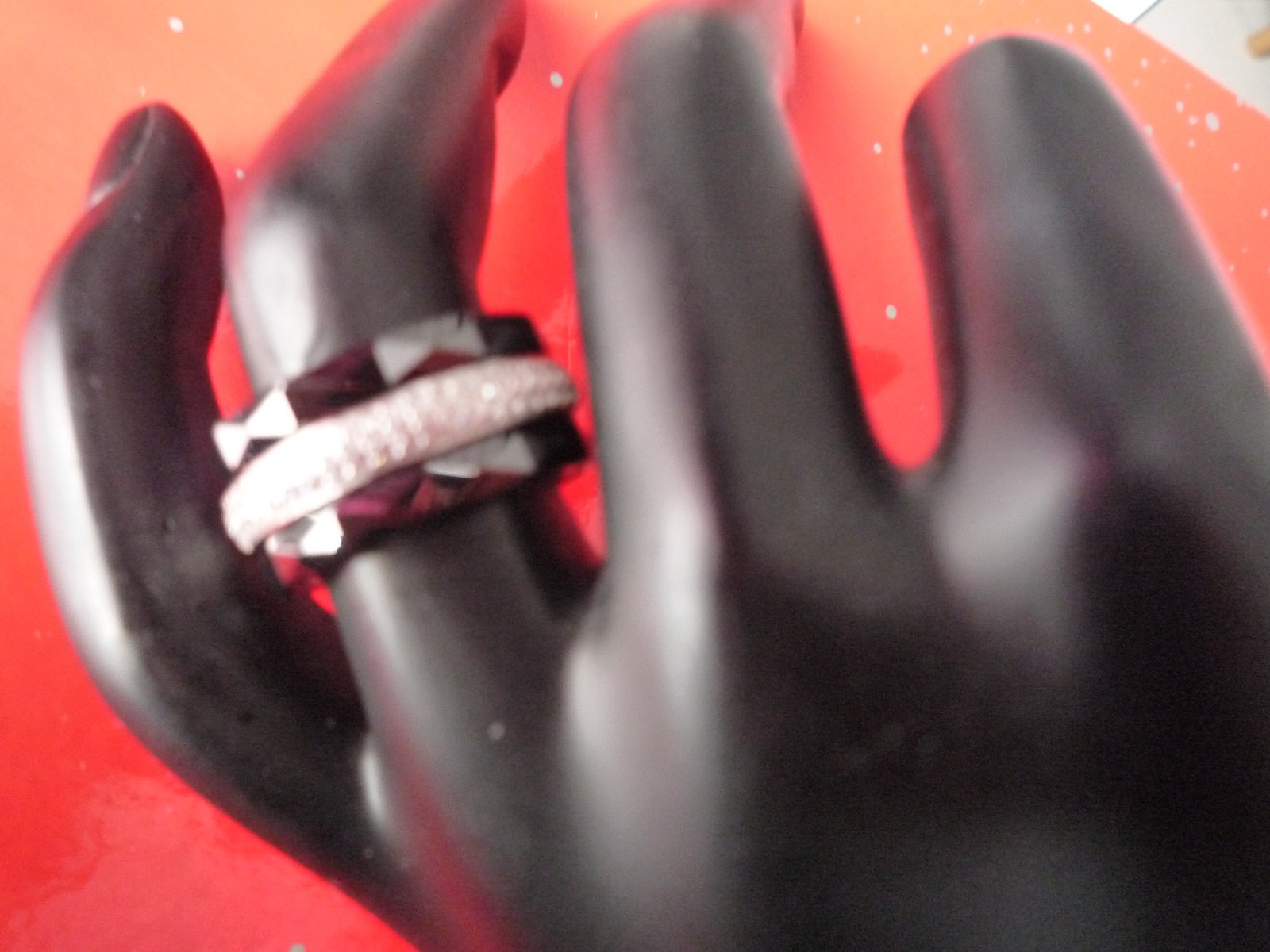 Bague Cerabella en céramique noire et zircons taille 54 avec son pochon