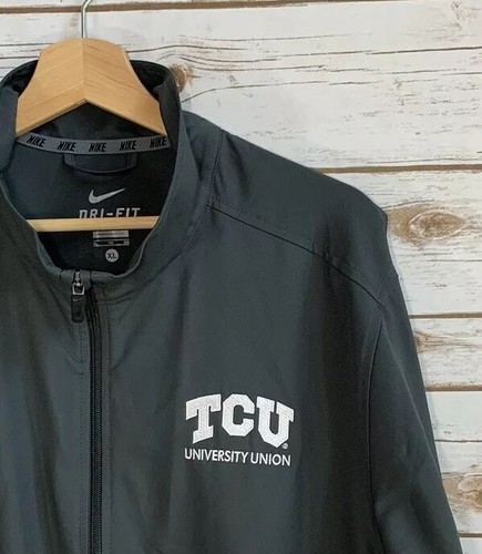 NIKE GOLF TCU Horned Frogs Men's Gray Dri-Fit Full Zip Jacket XL - Picture 2 of 5