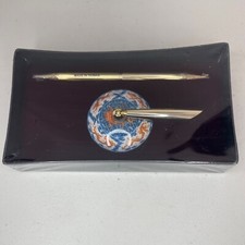 Red Dragon Porcelain Pen Set National Museum Taiwan Blue White Asian VTG