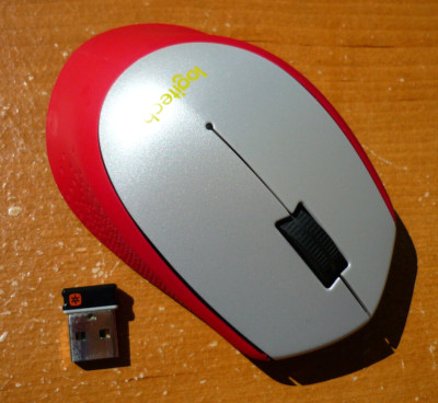 Logitech M330 Silent Plus Wireless Mouse Red & Light Silver w/ Unifying Receiver
