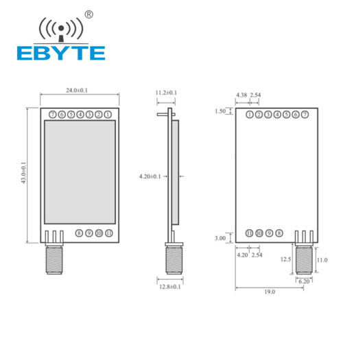 EBYTE LoRa modulo 433 MHz E32-433T30D 30dBm ricetrasmettitore lungo raggio 433 MHz - Foto 4 di 7