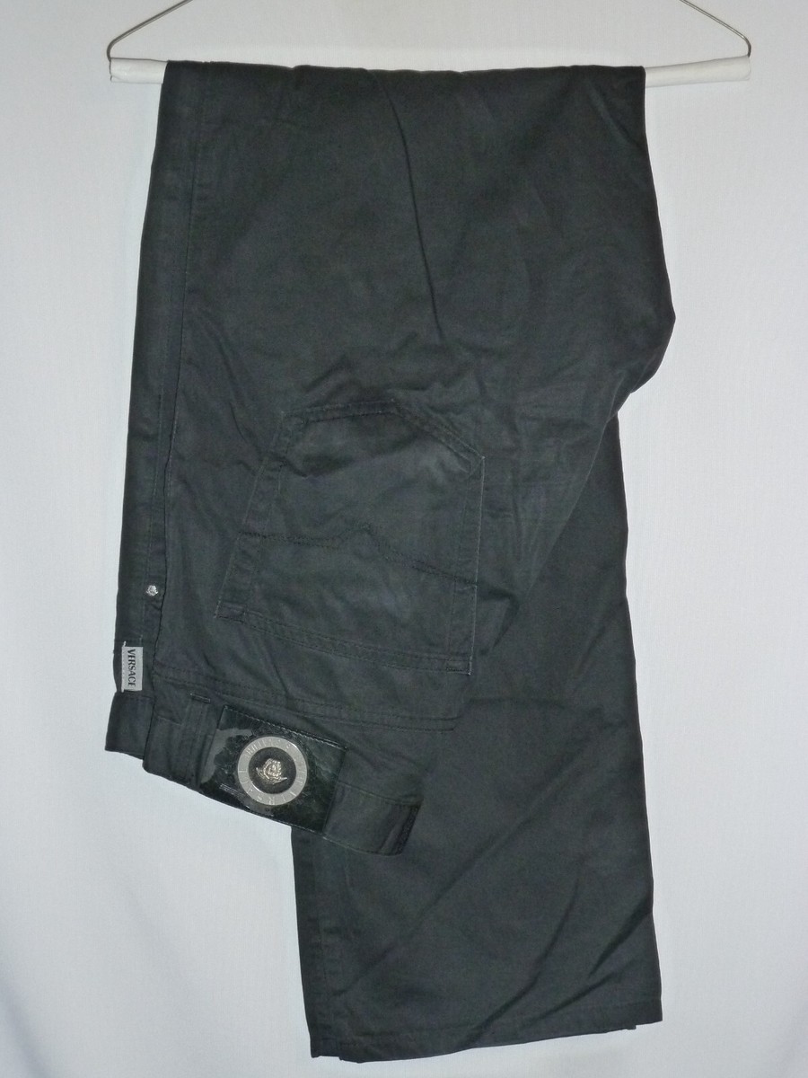 $595 Versace 34x33 Mens Large Black Casual Chino Pants Jeans