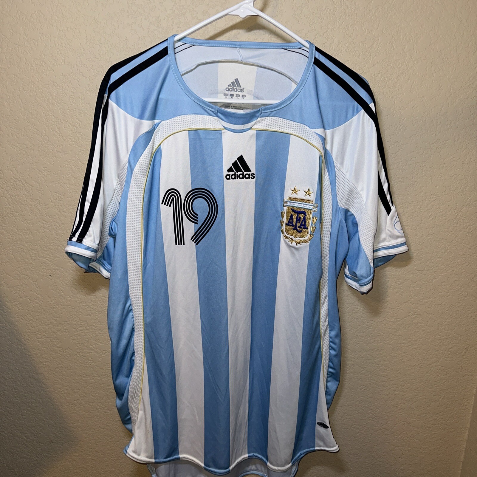 Argentina 2005/2007 Home Football Shirt Adidas Soccer Jersey #19 MESSI [VTG]