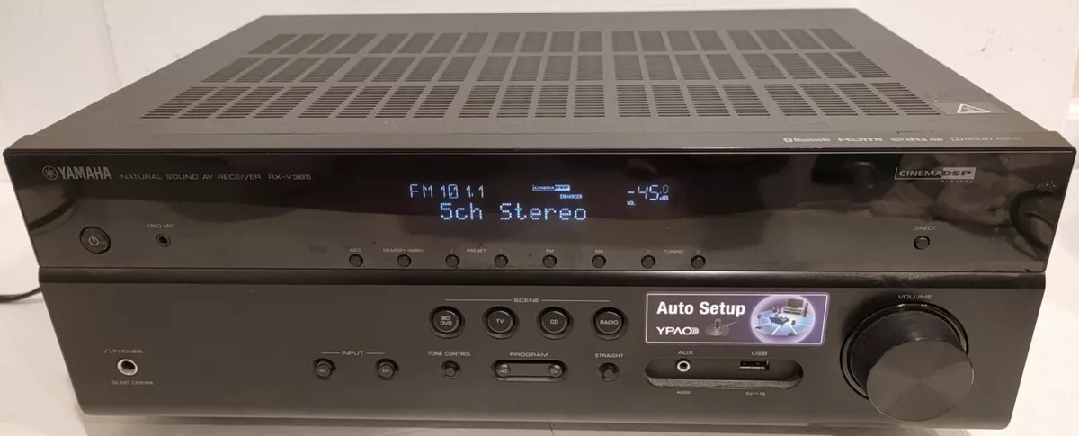 Yamaha RX-V385 5.1-Channel 4K Ultra HD AV Receiver w/ Bluetooth - WORKING TESTED