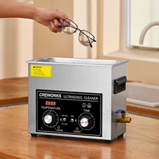 CREWORKS 6L Digital Ultrasonic Cleaner for Home w Degas Mode 300W Heater Timer