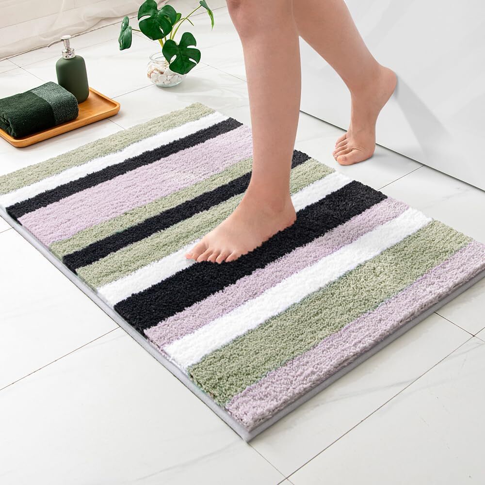 MIULEE Purple Grey Bathroom Rug, 24 x 36 Inches Bath 24''x36'', Purple