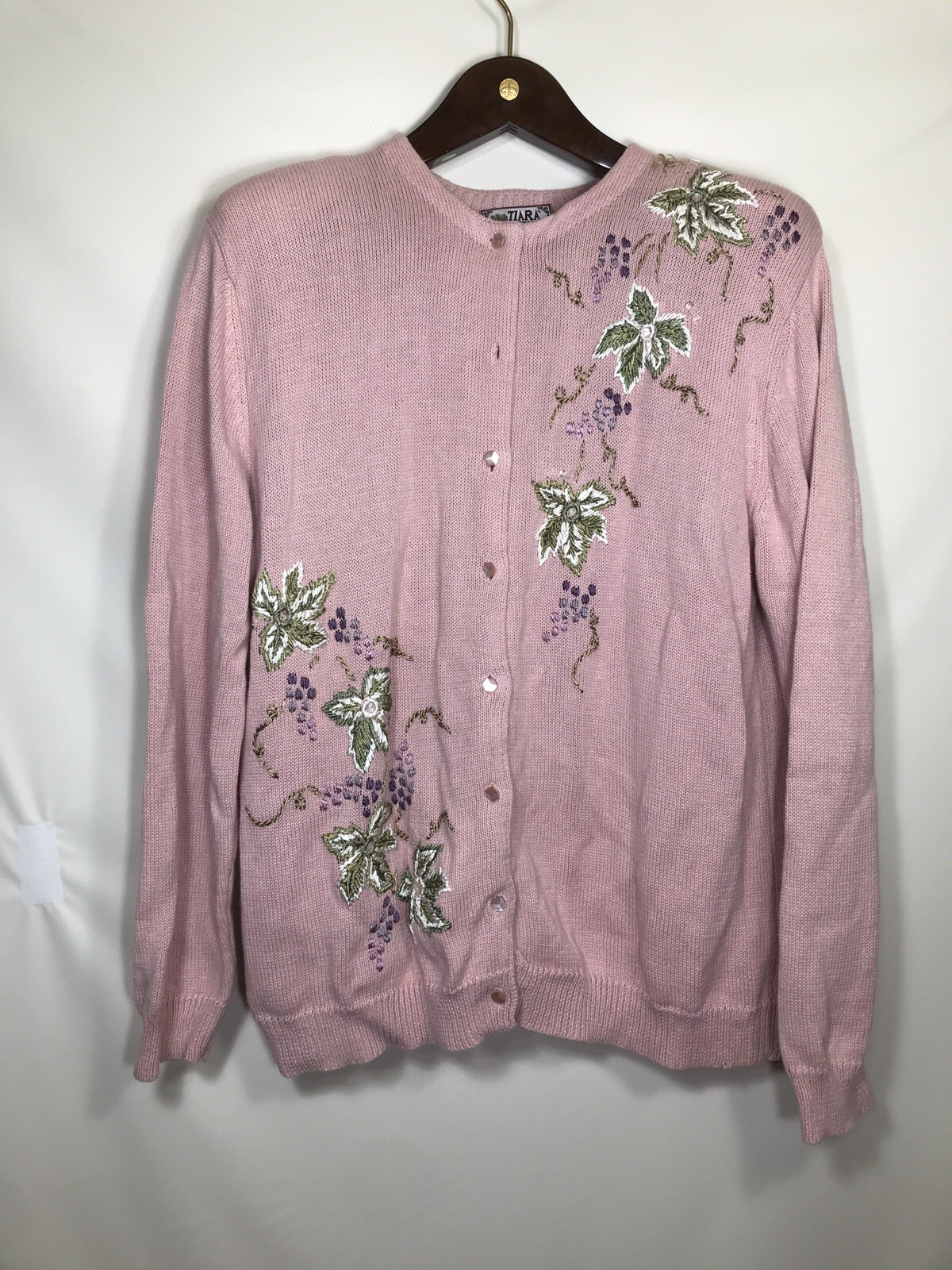 VINTAGE Tiara International Flowers Floral Cardigan S… Gem