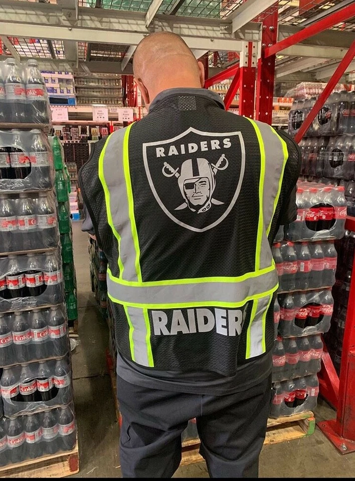 CHALECO DE SEGURIDAD REFLECTANTE NEGRO LAS VEGAS RAIDERS CON LOGOTIPO REFLECTANTE Foto 2 de 3