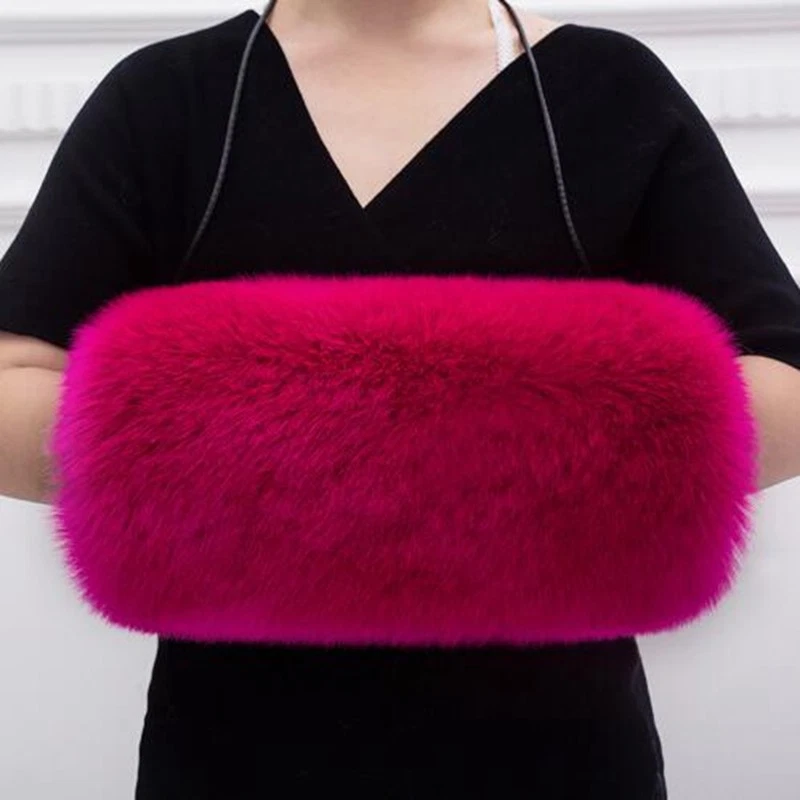 Women Hand Faux Fur Winter Muff Fluffy Wedding Bridal Gloves Warmer Accessories - Image 3 of 4