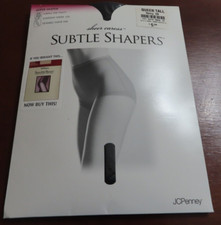 JC Penney Subtle Shapers Super Shaper Girdle Top Pantyhose Navy 28 Queen Tall