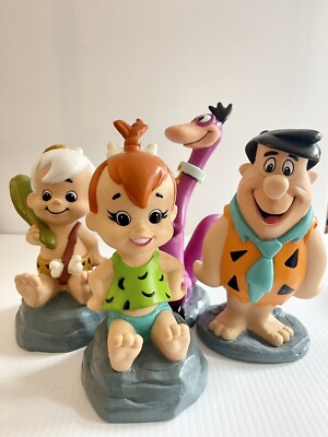 60〜70sフリントストーン ディノ&ペブルス バーニー&バンバン コインバンク Hanna Barbera Flintstones Blue Dino & Pebbles Coin Bank Doll
