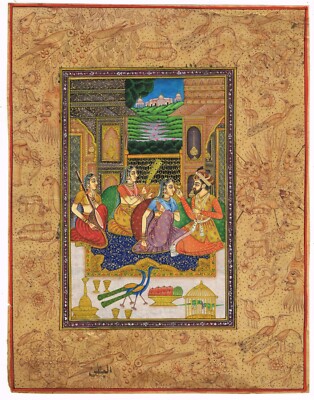 Indian Painting Of Love Scene Emperor And Empress On The Terrace