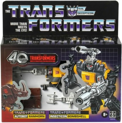 RETRO TRANSFORMERS 40th ANNIVERSARY G1 AUTOBOT RAMHORN & INSECTICON BOMBSHELL