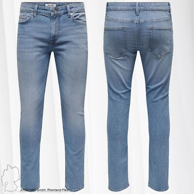 Herren O&S Slim Fit Jeans Basic Hose Stoned Washed Denim Pants ONSLOOM NEU