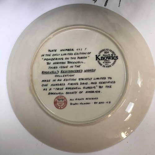 NORMAN ROCKWELL Plates Pondering On The Porch 1982 Crafted By Knowles - Picture 3 of 4