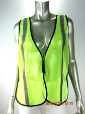X SHIELD SZ ONE SIZE FITS ALL NWOT 100 Polyester Bright Yellow Net Safety Vest
