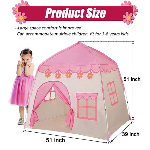 Pink Princess Castle Play Tent Kids Girls Playhouse fr Indoor Outdoor Game House - Picture 2 of 11