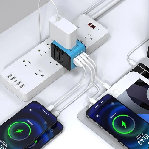 Adaptador de viaje SAUNORCH en todo el mundo, adaptador universal de enchufe de alimentación internacional... - Imagen 7 de 10
