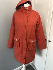 Weird Fish Padded Raincoat Size Uk 12 Orange Hooded Waterproof Cotton