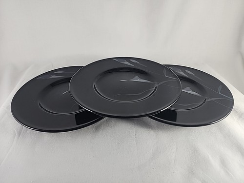 Mikasa Galleria Opus Black Bread Plates Set of 3 Made in Japan - Picture 3 of 6